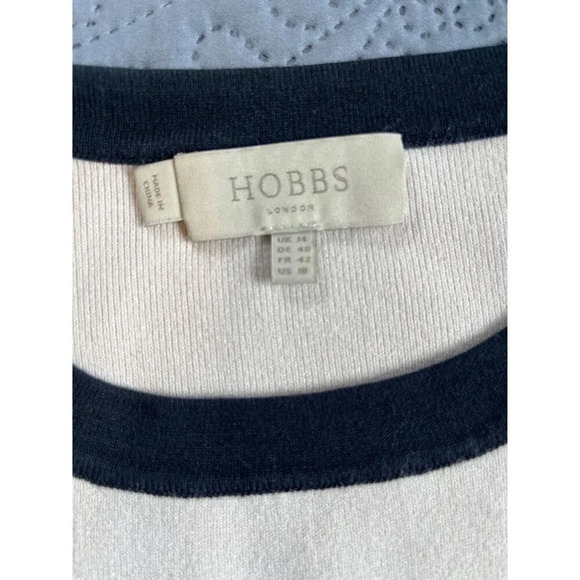 Hobbs London Grace Dress Stretch Knit Striped Blue Burgundy 10 - Picture 11 of 12